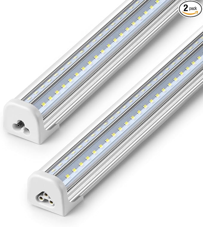 Barrina T8 LED Shop Lights for Workshop 4FT, 50W, 6500K, ‎Super Bright White, Clear Cover, Ceiling, V-Shape Shop Light Fix...
