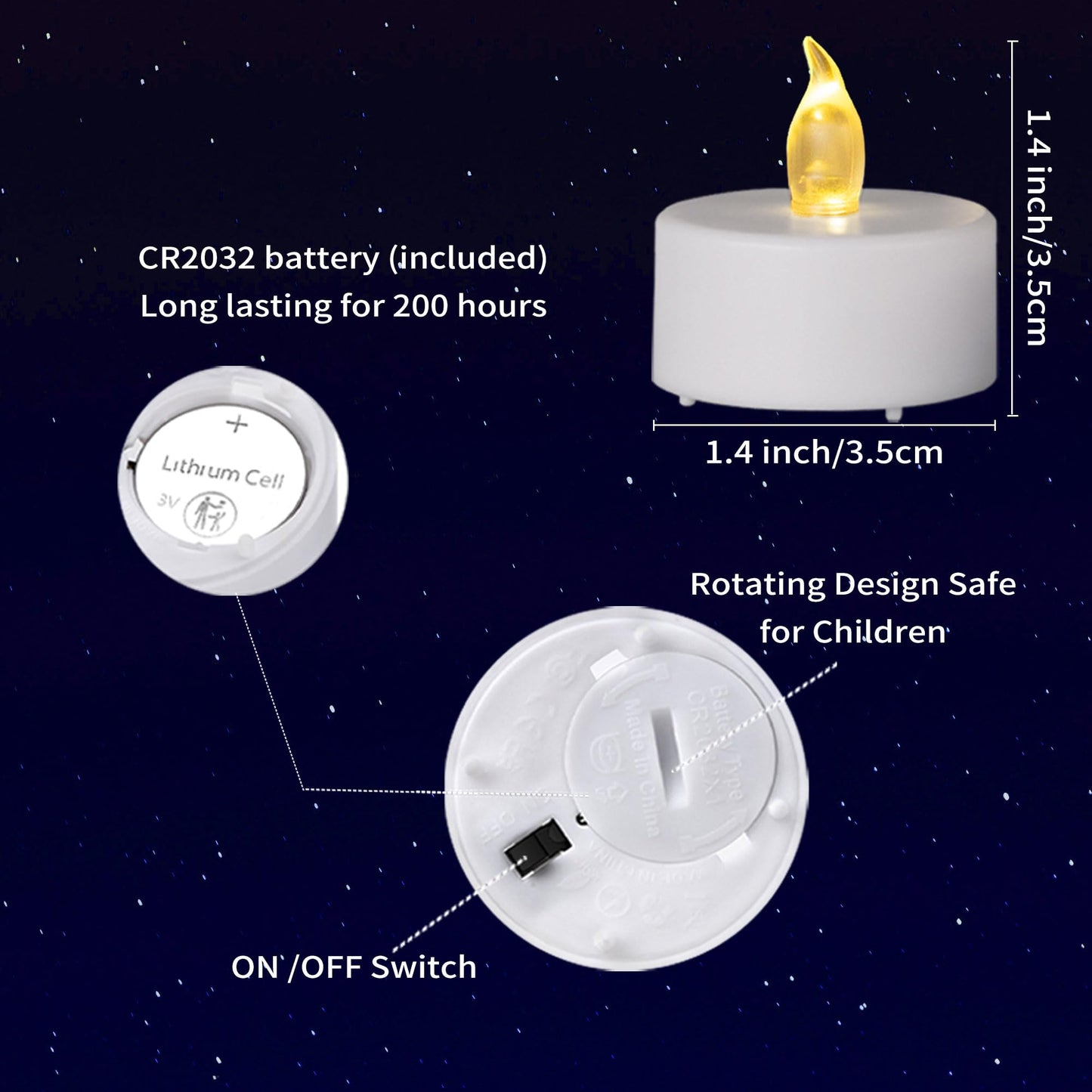 100PCS Flameless LED Tea Lights Candles, Realistic and Bright Flickering Long Lasting 200Hours Battery-Powered, Ideal Party, Wedding, Birthday,Halloween, Christmas ,Home, Table Decoration WarmYellow.