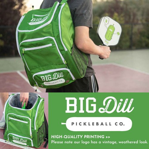 Big Dill Pickleball Backpack | Large Pickleball Bag with Shoe Compartment for 8+ Paddles & Accessories, Insulated Cooler Pocket