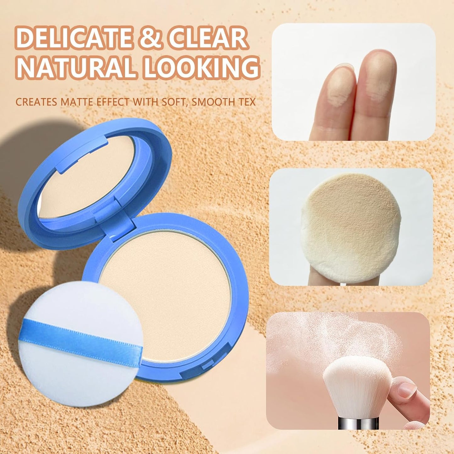 Oil Control Face Pressed Powder,Matte Smooth Flawless Setting Powder Makeup,Waterproof Long Lasting Finishing Powder,Cruelty Free Lightweight Face Cosmetics,0.35Oz(ORANGE HONEY)