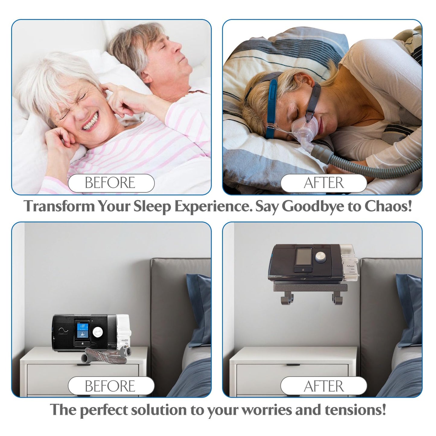 Fuwkeo Wall Mount Shelf for AirSense 10 CPAP Machine – Includes Mask Hook & Hose Hanger – Space-Saving Bedside Organizer, Easy to Install – Durable CPAP Accessory