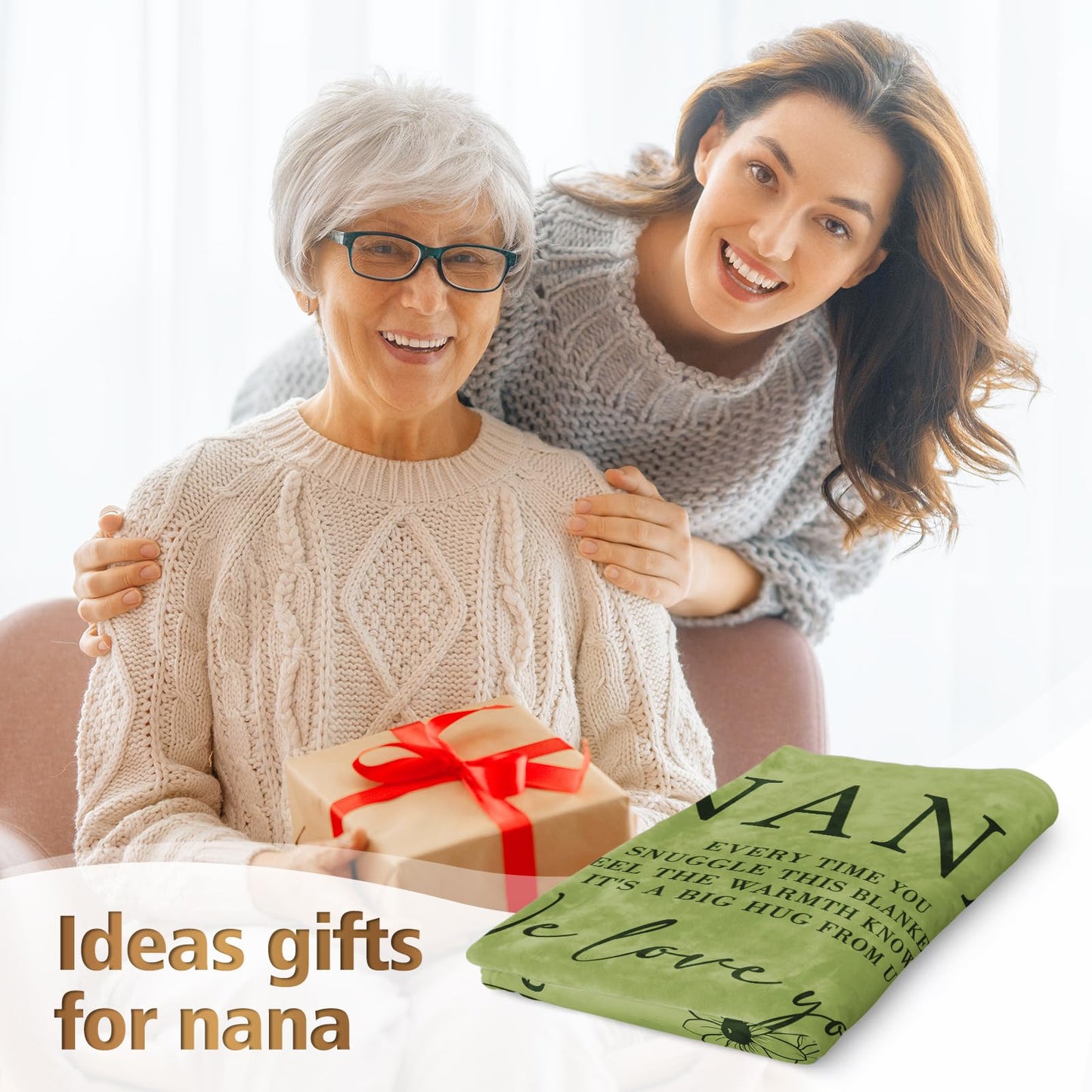 Nana Gifts, Gifts for Nana Blanket, Nana Birthday Gift from Grandkids, to My Nana Grandma Throw Blanket 50" x 60", Grass Green