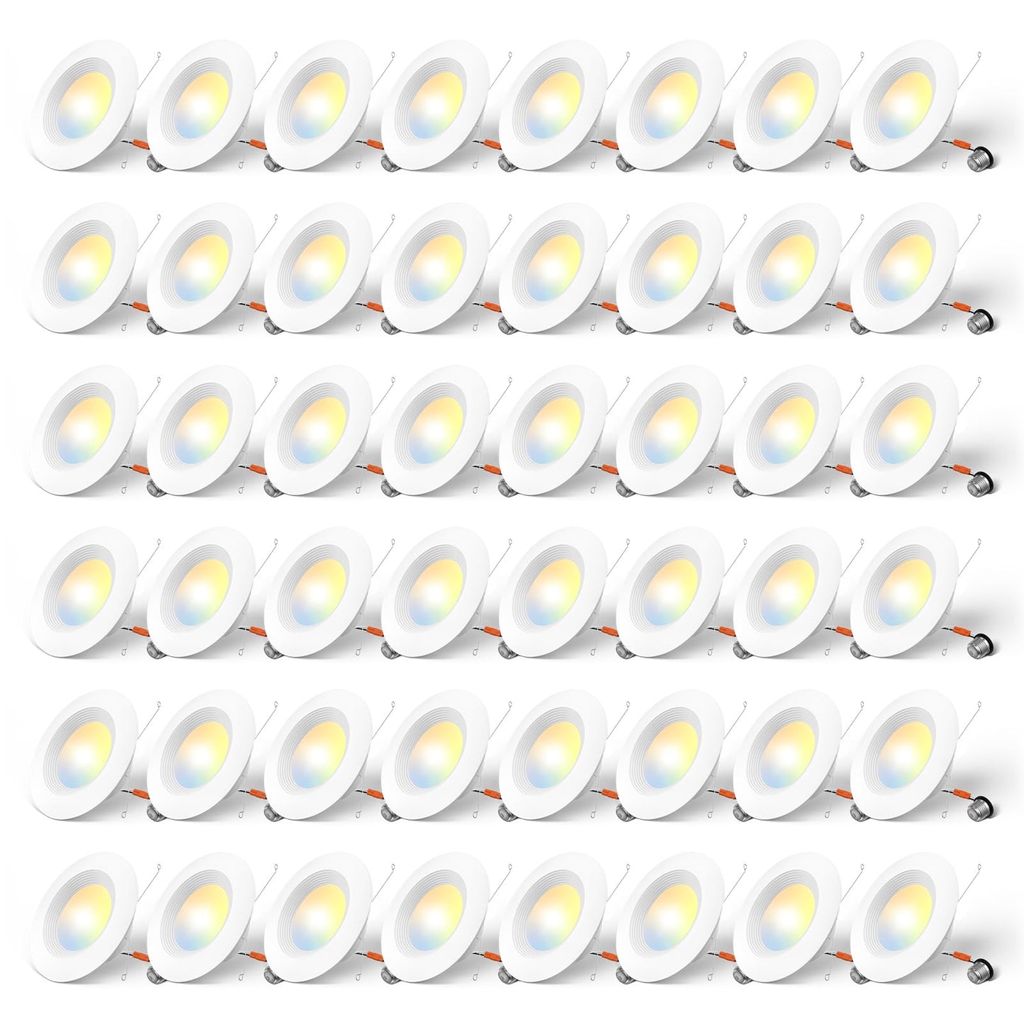 Amico 5/6 inch 5CCT LED Recessed Lighting 48 Pack, Dimmable, IC & Damp Rated, 12.5W=100W, 950LM Can Lights with Baffle Trim, 2700K/3000K/4000K/5000K/6000K Selectable, Retrofit Installation - ETL & FCC
