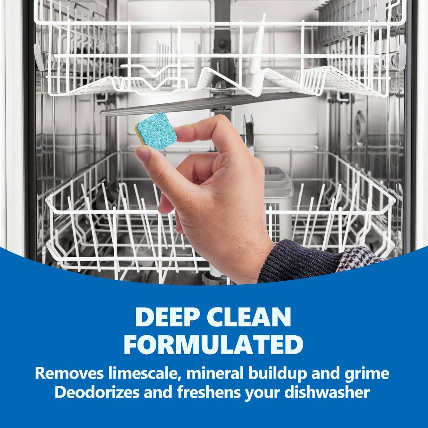 Dishwasher Cleaner And Deodorizer Tablets 24 Pack,Deep Cleaning Descaler Pods for Dish Washer,Lemon Scented Dish Washer Machine Tablets for Limescale,Mineral Buildup, Odor,Septic Safe- 1 Year Supply