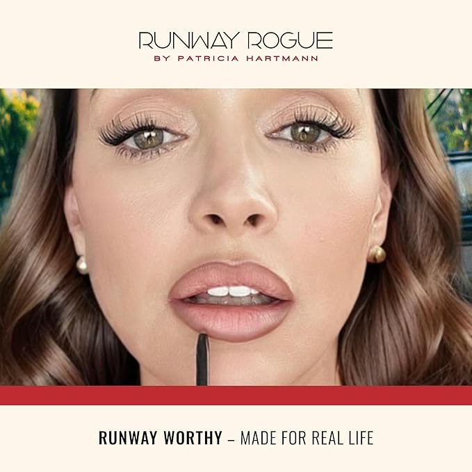 Runway Rogue Designer Liner Lip Pencil, Matte Garnet-Maroon Lip Liner Pencil and Lip Liner Sharpener, ‘Get the Look’