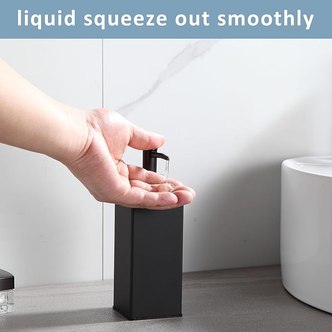 Soap Dispenser Matte Black,Table Standing for Bathroom Kitchen and Hotel, Anti-Rust with Durable Aluminium (2 Packs)