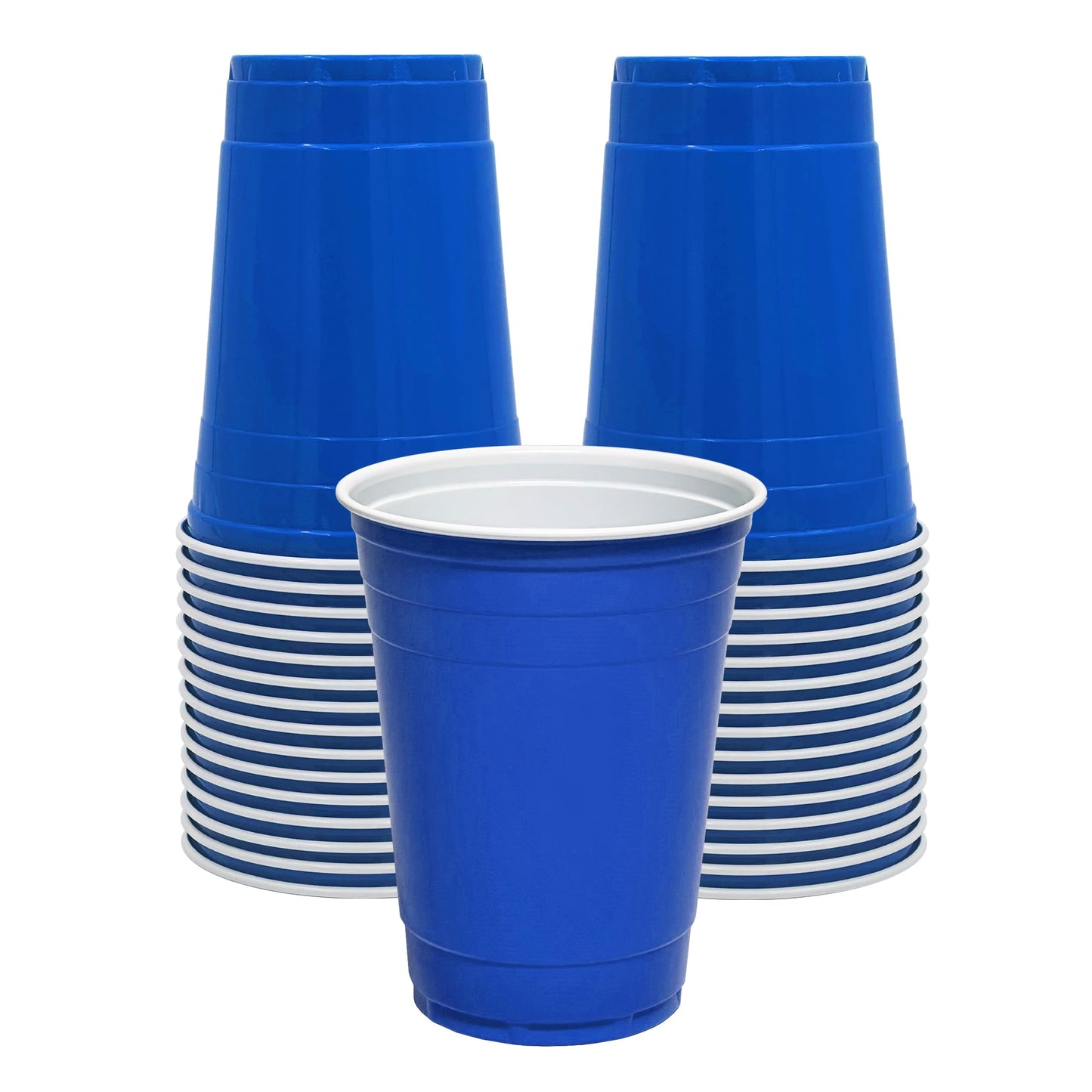 PAMI Blue Plastic Party Cups [Pack of 30]- 16oz Disposable Drinking Glasses- Colored Plastic Glasses For Iced Tea, Smoothies, Punch, Beer, Cocktails & Cold Drinks- Beerpong Cups