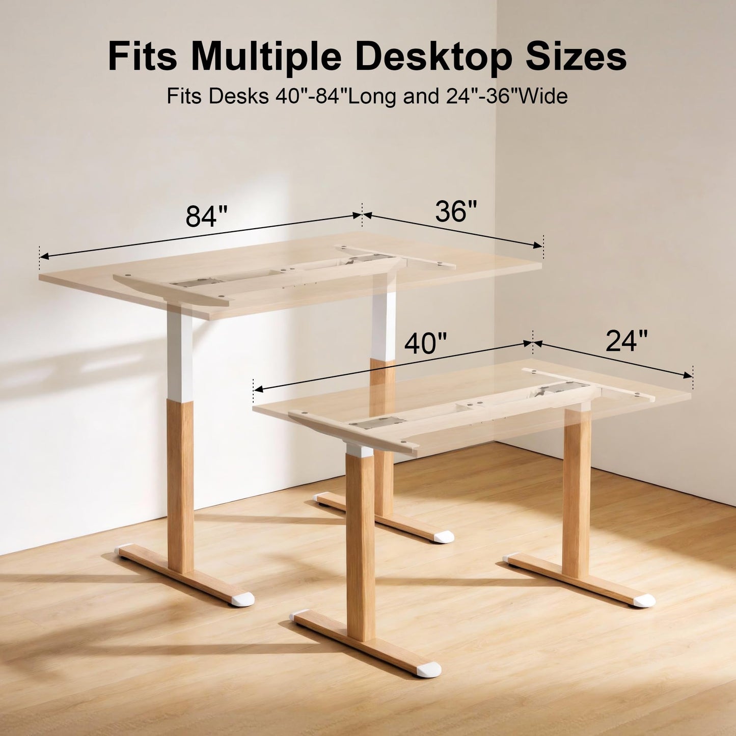 Fromann Standing Desk Frame White Dual Motor Electric Adjustable Height 2 Stage Wood Grain Legs 250 LBS Heavy Duty Ergonomic for Home Office