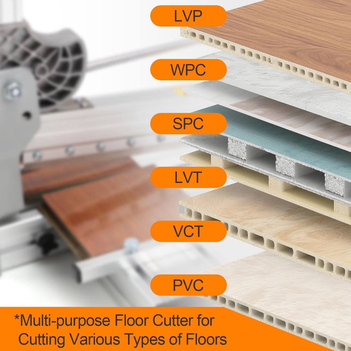 Laminate Floor Cutter, 12” Vinyl Plank Cutter with Sharp Blade for Cutting 12mm Floor, Adjustable Width Wood Floor Cutter for Cutting Laminate Floor, LVP, LVT, VCT, SPC, WPC Floor