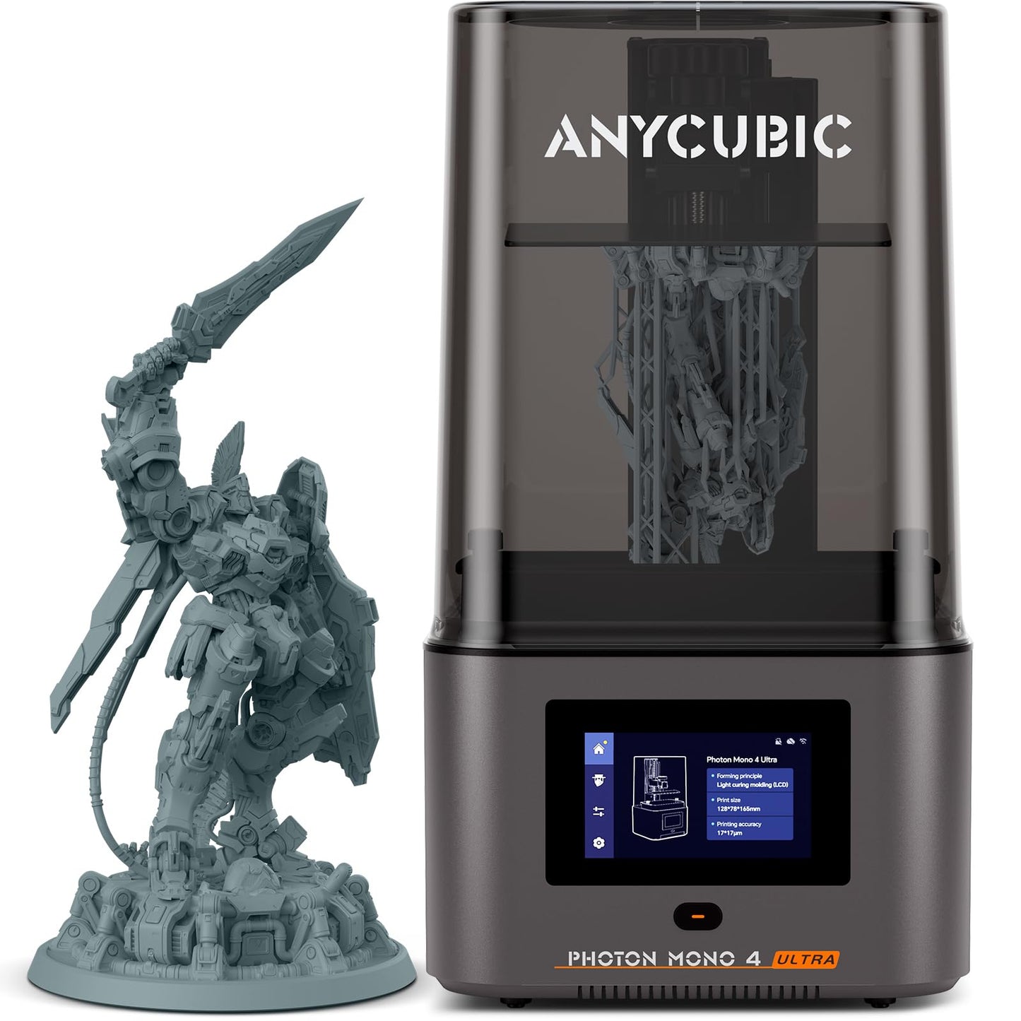 ANYCUBIC 10K Resin 3D Printer, Photon Mono 4 Ultra 7’’ LCD Mono Screen with COB Light Source, Max Printing Speed Up to 120mm/h, HD Touchscreen with 8 Languages, 6.04'' x 3.42'' x 6.49'' Printing Size