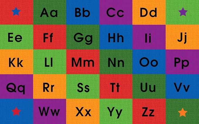 KIDCARPET.COM Row by Row Alphabet Rug, 4' x 6', Multicolored, Educational Classroom Rug, Kids Learning Play Mat | Area Rug for Bedroom or Playroom
