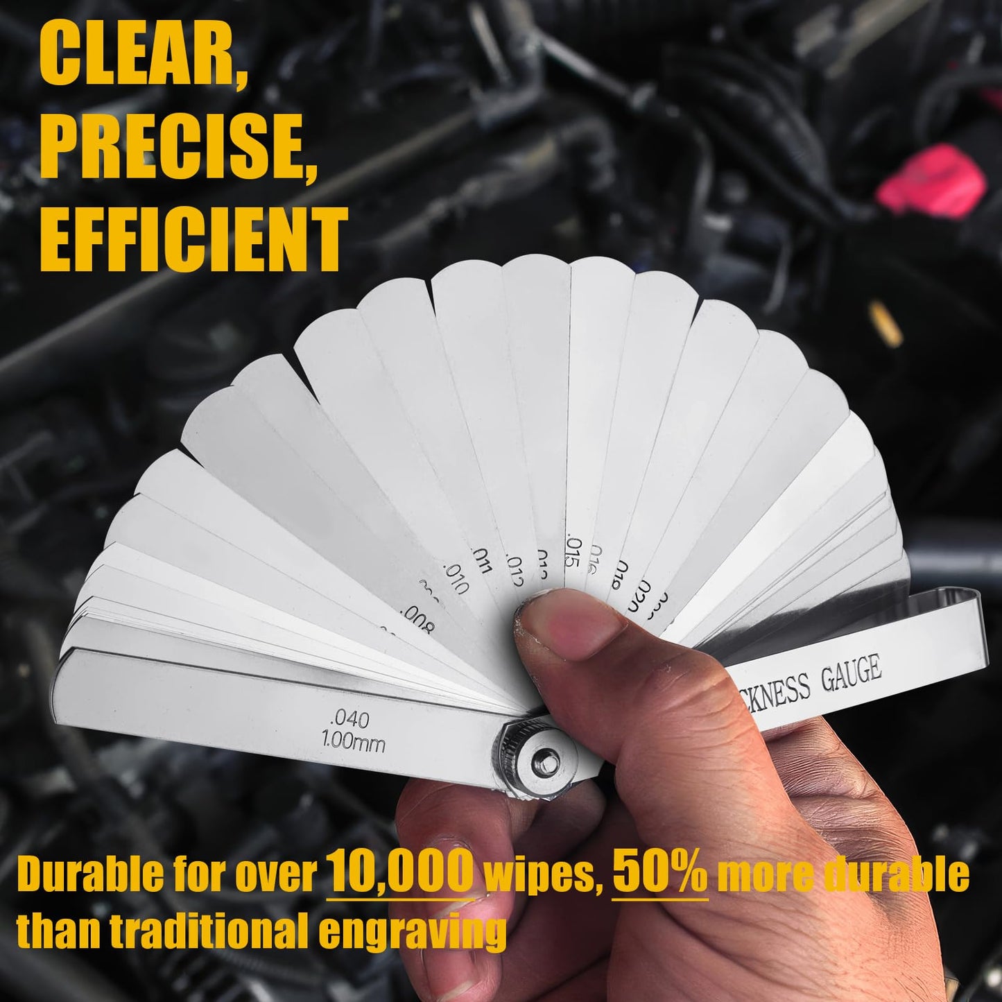 2pcs Feeler Gauges Set Stainless Steel, 32 Straight & 16 Angled Blades, Dual Marked SAE/Metric Wider Range Spark Plug Gap Tool, Filler Gauges Kit for Valves, Automotive, Piston, Guitar
