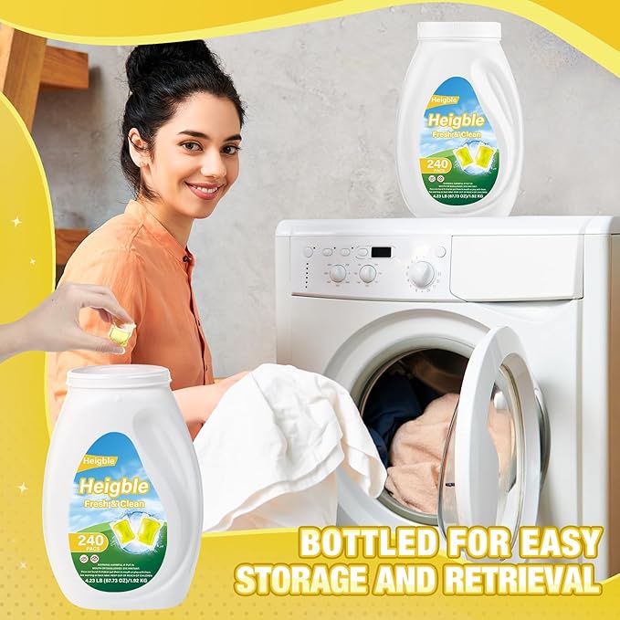 240 Count Laundry Detergent Pods Bulk Laundry Detergent Soap Pacs Ultra Concentrated for Clean Clothes Stain Fighting Fresh Scent (Freesia Scent)