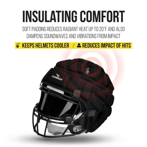 Guardian Cap - Soft-Shell Helmet Cover for Football and Lacrosse - Reduces Impact and Protects Helmets - One Size Fits All for Youth, High School and College Programs - Black