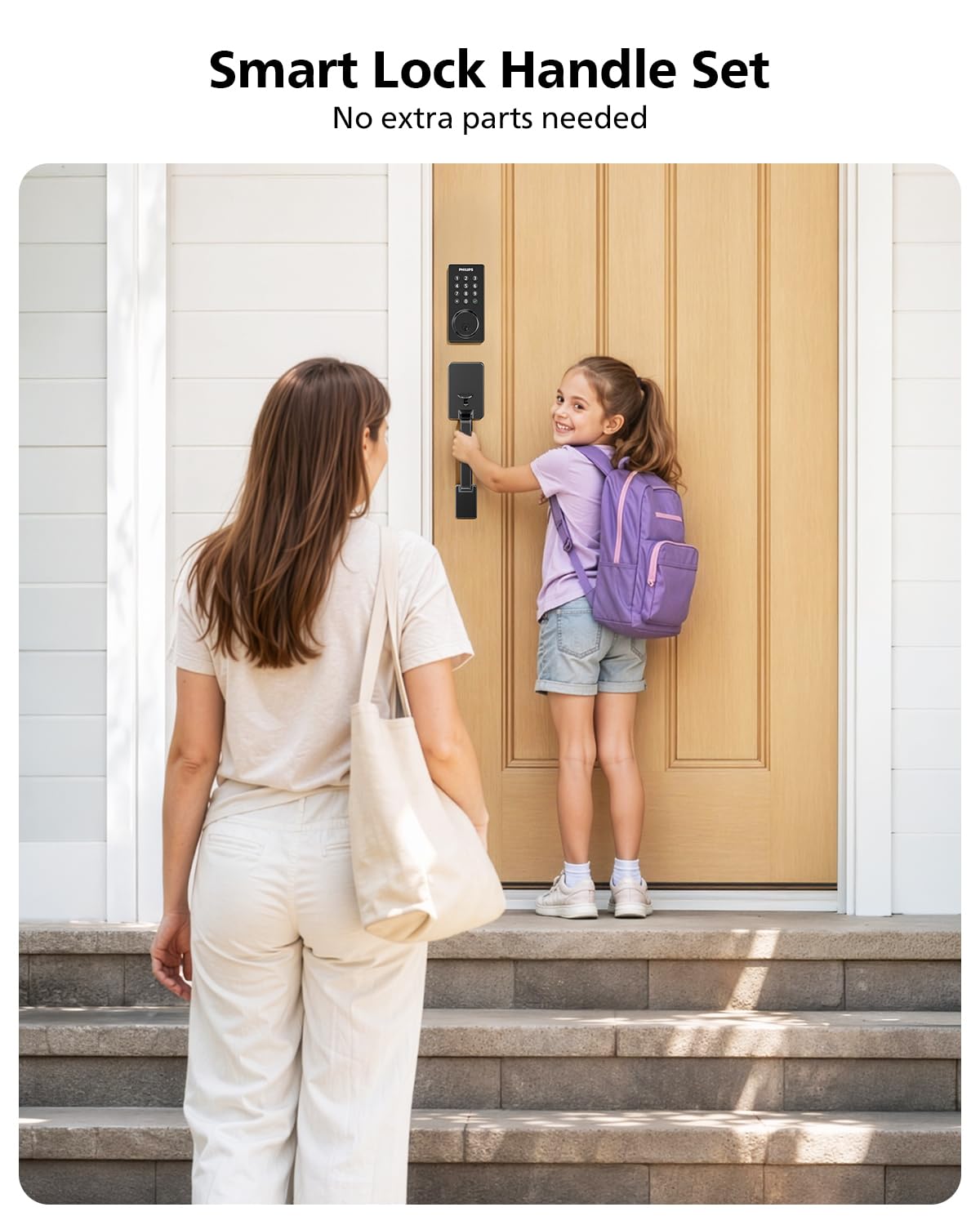 Philips Wi-Fi Smart Lock for Front Door, Keypad Door Lock with Handle, Built-in WiFi App Remote Control, Keypad Deadbolt Auto Lock for Front Door, Supports Alexa & Google, Matte Black