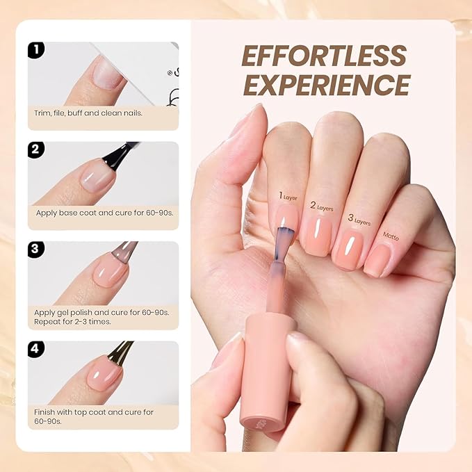 Beetles Jelly Gel Nail Polish Set - 6 Colors Nude Brown Jelly Neutral Gel Polish Kit Sheer Transparent Effect Soak Off UV DIY French Nail Art Manicure Gifts for Women