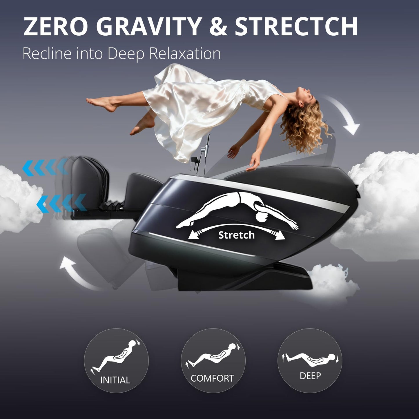 4D Massage Chair Full Body Zero Gravity 55" 166° Flexible SL-Track with Body Scan, Stretch, 36 Airbags, Heat - Shiatsu Knead, Foot & Calf Massage, Voice Control, 18 Auto Modes & 11 Techniques (Black)
