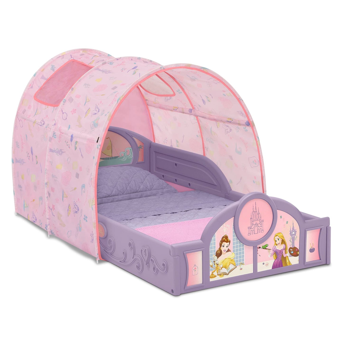 Delta Children - Disney Princess Sleep and Play Toddler Bed with Tent, Purple/Pink