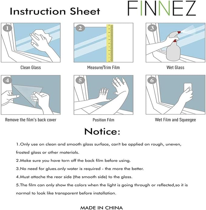 Finnez Window Privacy Film Window Film 3D No Glue Glass Sticker for Glass Door Home and Office Heat Control Anti UV (17.5 Inch x 6.5 Feet, Rainbow Grove)