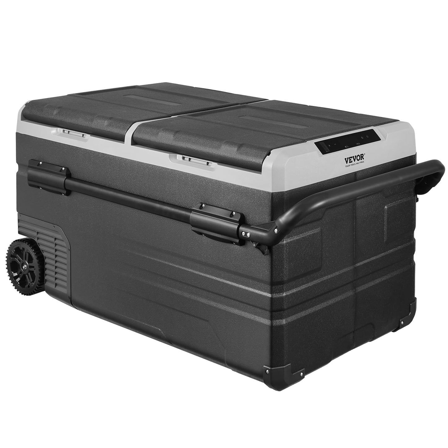 VEVOR Car Refrigerator 115L, Dual Zone Portable Freezer with Wheels & Handle, -4℉ to 68℉, 12/24V DC & 100-240V AC Compressor Cooler for Camping, Outdoor, RV