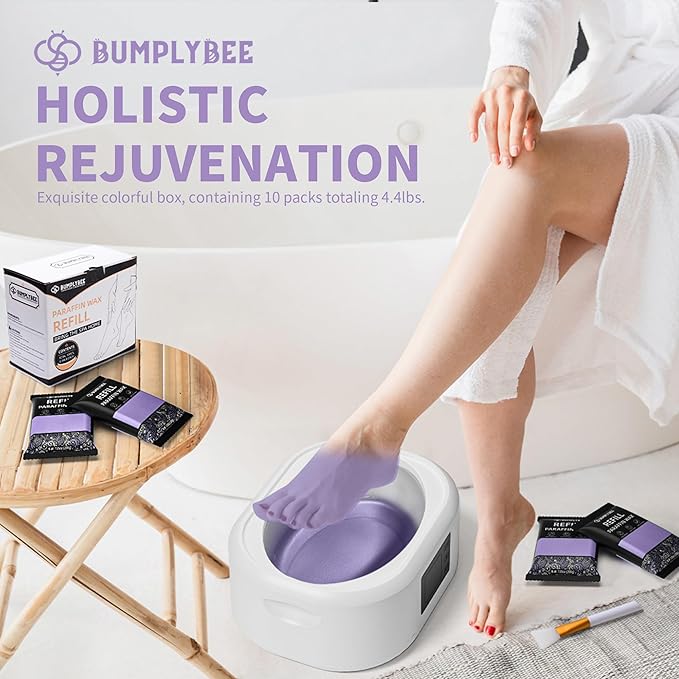 Paraffin Wax Kit - 10 Packs Lavender Paraffin Wax Refills with Silicone Brush - Paraffin Wax for Hand and Feet Refill, Paraffin Wax for Hands, Skin Moisturizing, Non-Greasy, Easy-Peeling
