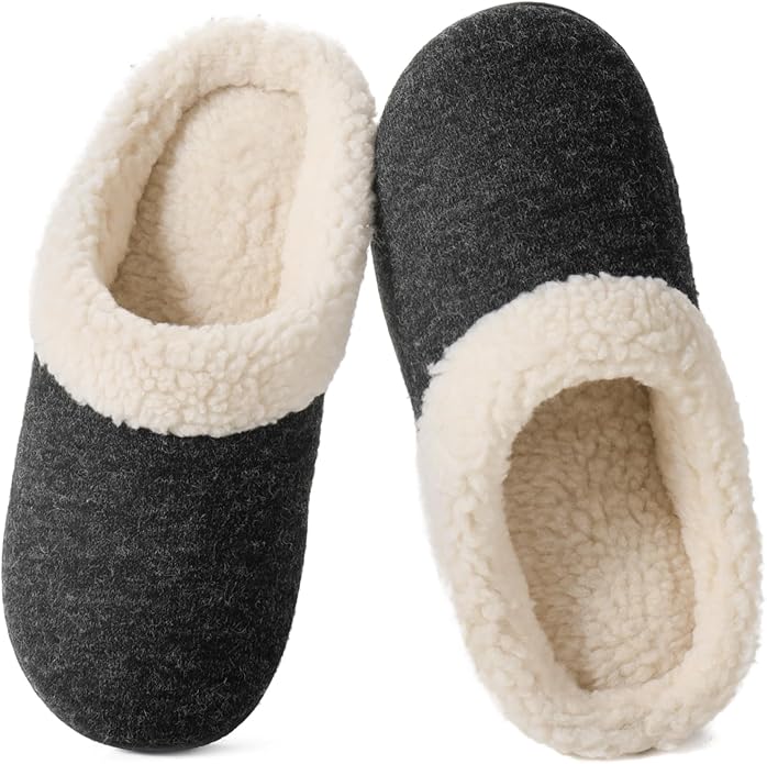 Wishcotton Women's Lamb-rub Sherpa House Slippers Memory Foam Indoor Outdoor