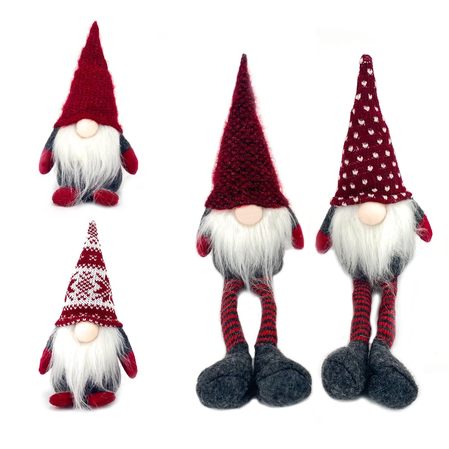 4PCS Needle Christmas Gnome Plush Woven Santa Claus, Handmade, Table Decorations, Home Decorations, Fireplace Decorations, Christmas Decorations (red Long Legs Mixed)