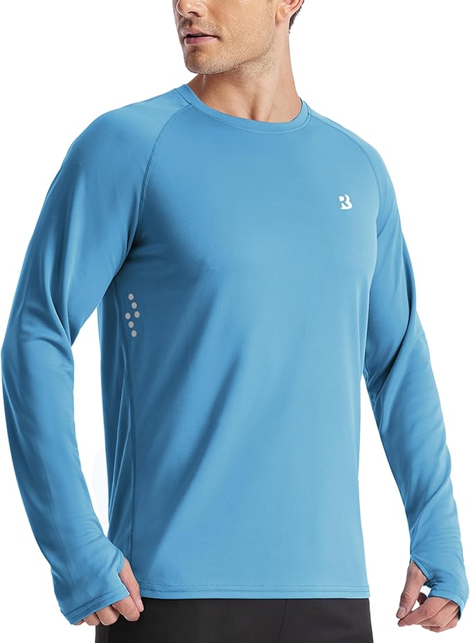 Roadbox Men's UPF 50+ Swim Rash Guard, Long Sleeve UV Sun Protection SPF Water Shirts Quick Dry for Outdoor Fishing Hiking