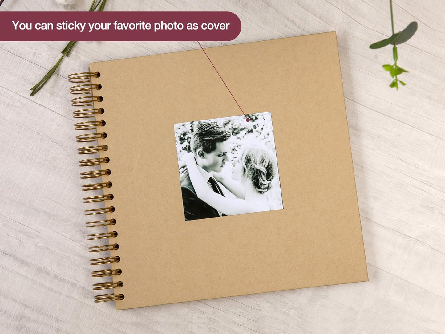 potricher 10 x 10 Inch DIY Scrapbook Photo Album 80 Pages Thick Kraft Blank Yellow Paper Memory Book for Wedding and Anniversary Family (Yellow, 10 Inch)