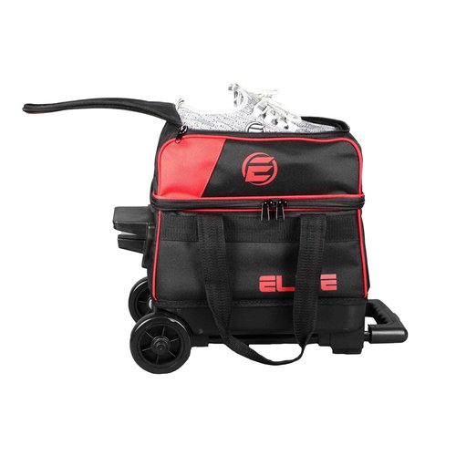 ELITE Basic Single 1 Ball Roller Bowling Bag with Rolling Wheels Holds Bowling Shoes up to US Size 10.5 Mens (Pink)