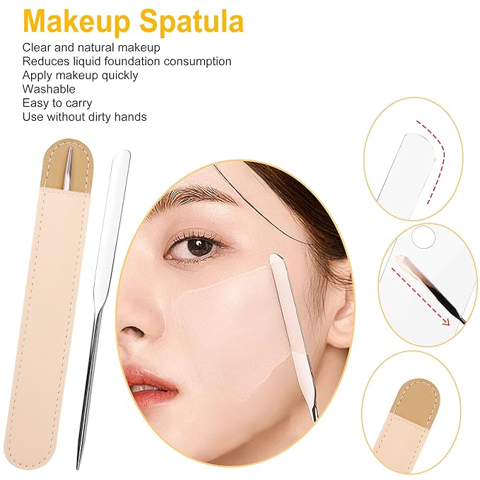 Acrylic Cosmetic Palette - Mixing Tray with Metal Mirror & 10 Pcs Makeup Spatula Set