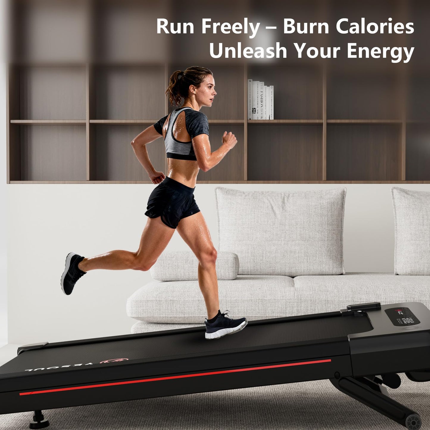 Yesoul Walking Pad Treadmill with 10% Auto Incline, Under Desk Treadmill for Home Walking, Hiking & Running, 300lbs Capacity, Smart App Scenic Routes & Live Classes, Remote & LED Display