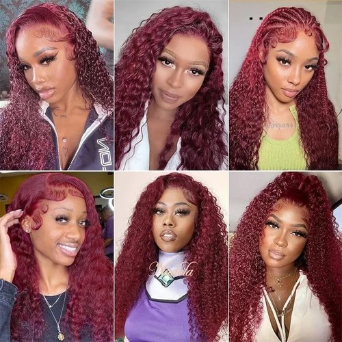 Aikebi Brazilian Human Hair Bundles 18 20 22 Inch Burgundy 99J Jerry Curly Bundles Human Hair 100% Unprocessed 10A Hair Weave for Black Women Soft Sewn In with Double Weft