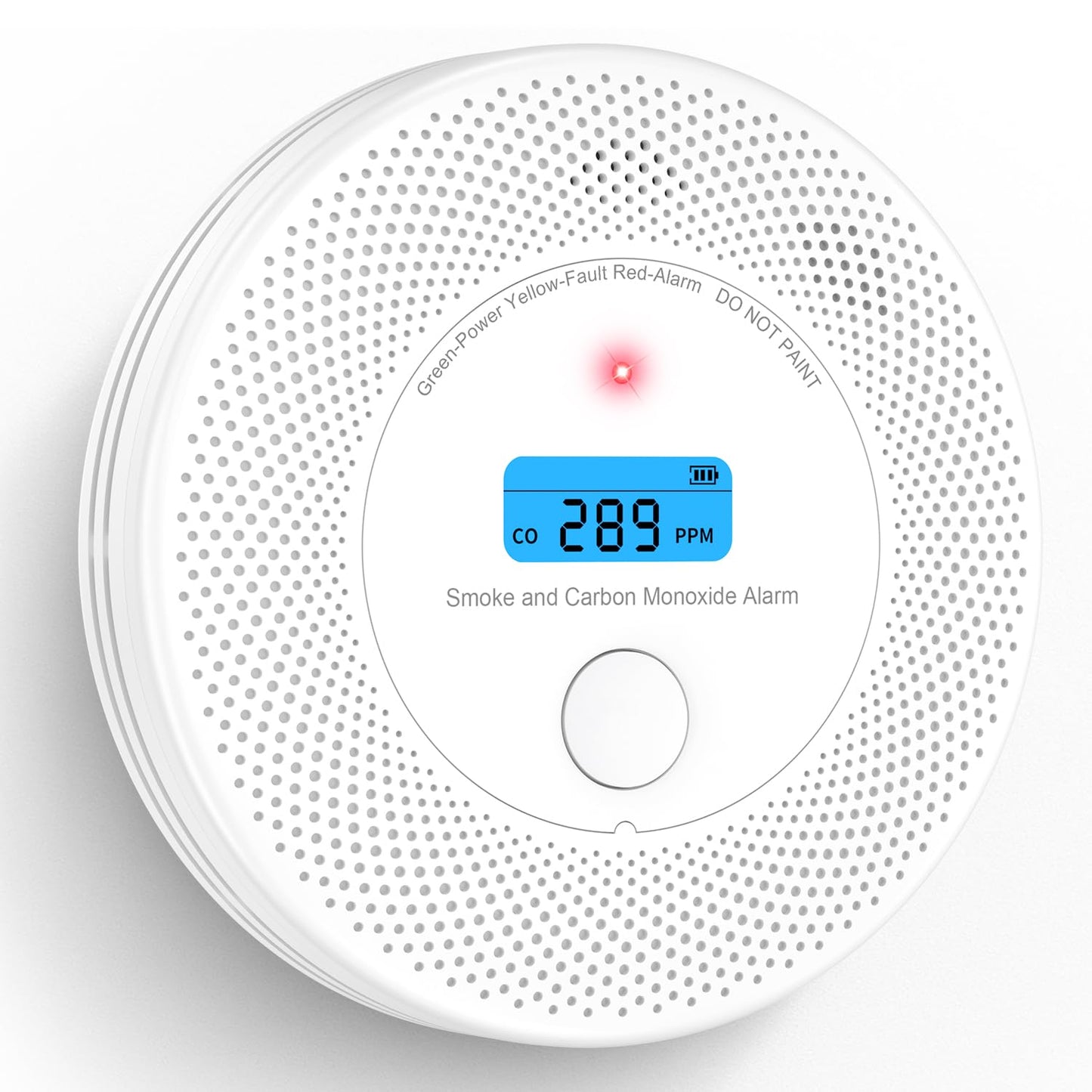 Alertlink 2-in-1 Smoke and Carbon Monoxide Detector Alarm, with Voice Alert,10-Year Battery Fire & CO Alarm with Large LCD Display, Easy Install with Adhesive or Screws
