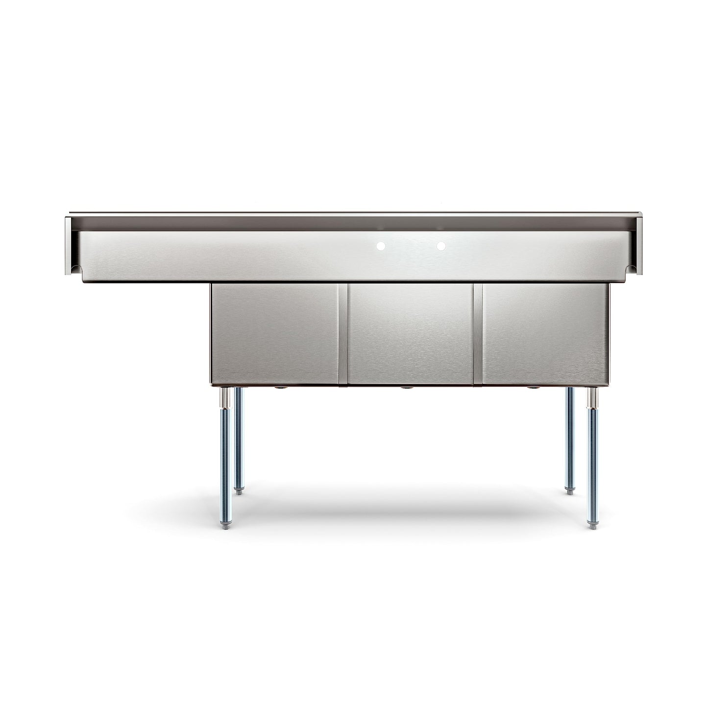 KoolMore 75 in. Three Compartment 18-Gauge Stainless-Steel NSF Commercial Kitchen Sink, Bowl Size 18x18x14, with Three Basins and Pre-Drilled Faucet Holes with a Right Drainboard (KM-SC181814-18R3)