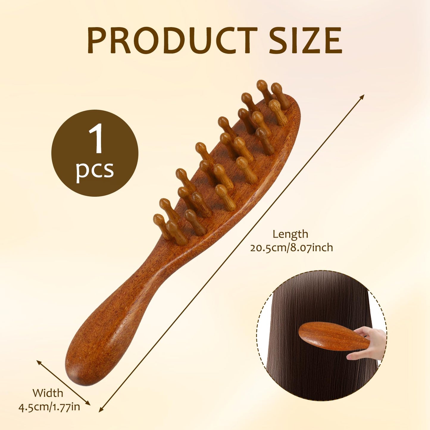 Loc Brush for Dreads, Comfortable Massage Comb, Scraping Massage Tools Wide Tooth Comb, Elegant Wood, Comfortable to Hold, Suita