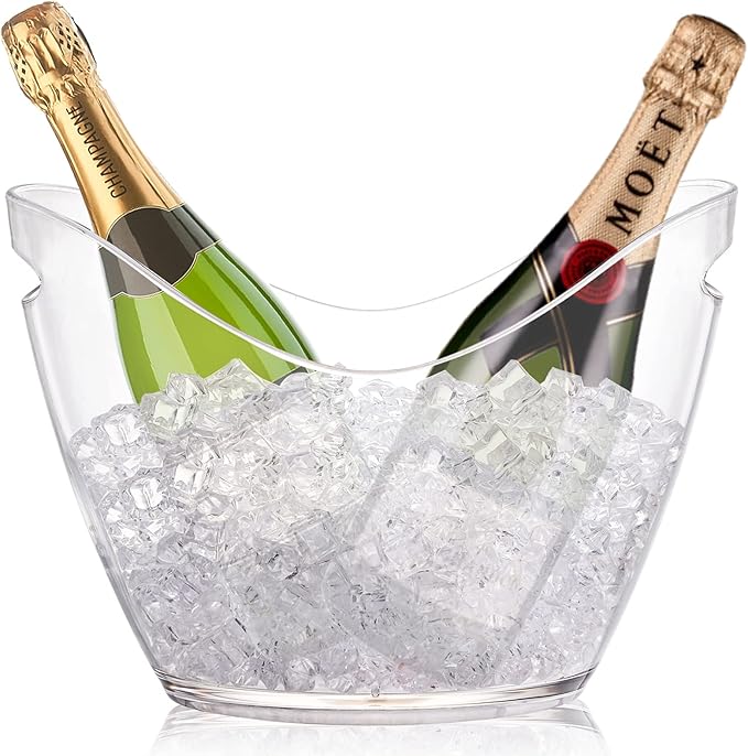 Yesland Ice Bucket, Clear Acrylic 3.5 Liter Storage Tub, Beer Bucket Beverage Chiller Bin for 2 Wine, Champagne Bottles, B...