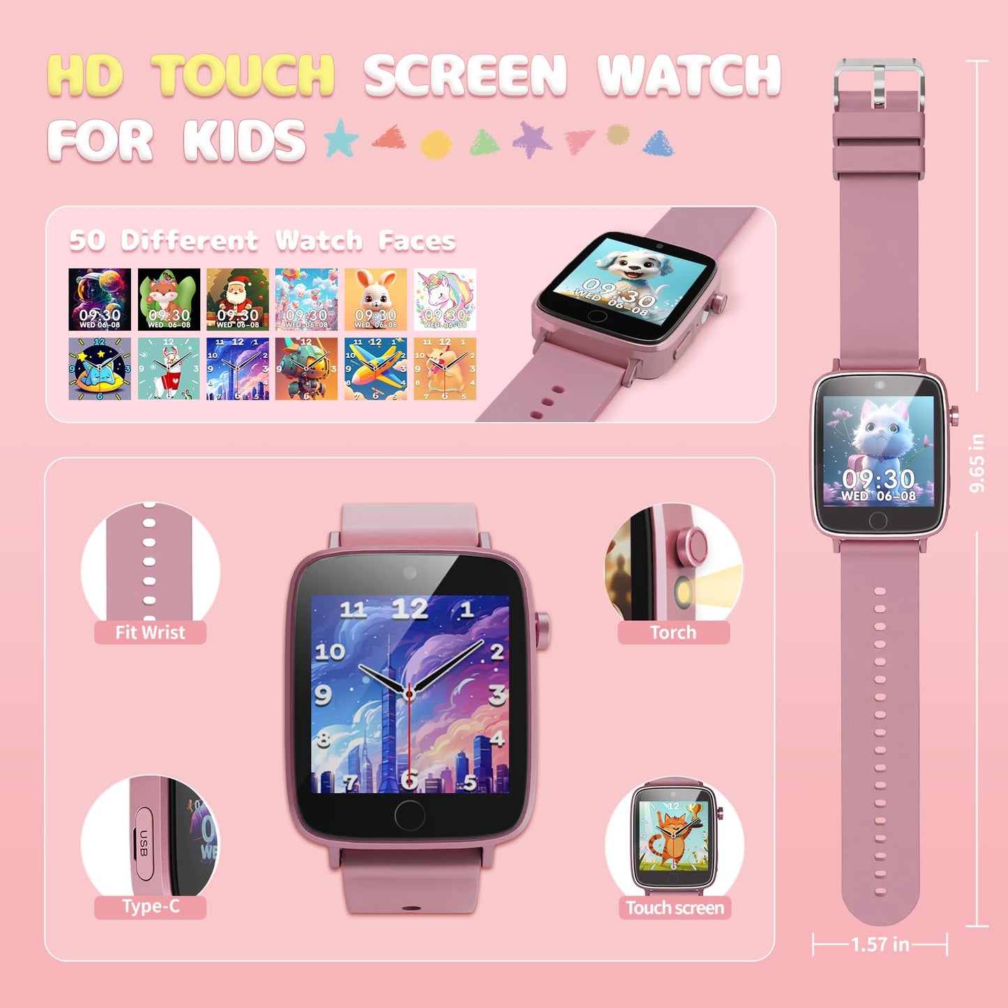 Kids Watches for Girls Toys Age 4-12, ZUODUN Smart Watch for Kids with Camera, 26 Puzzle Games, Alarm Clock, Pedometer, Audiobook, Learn Card, Toddler Watch Birthday Gift for 8 9 10 Year Old Girl
