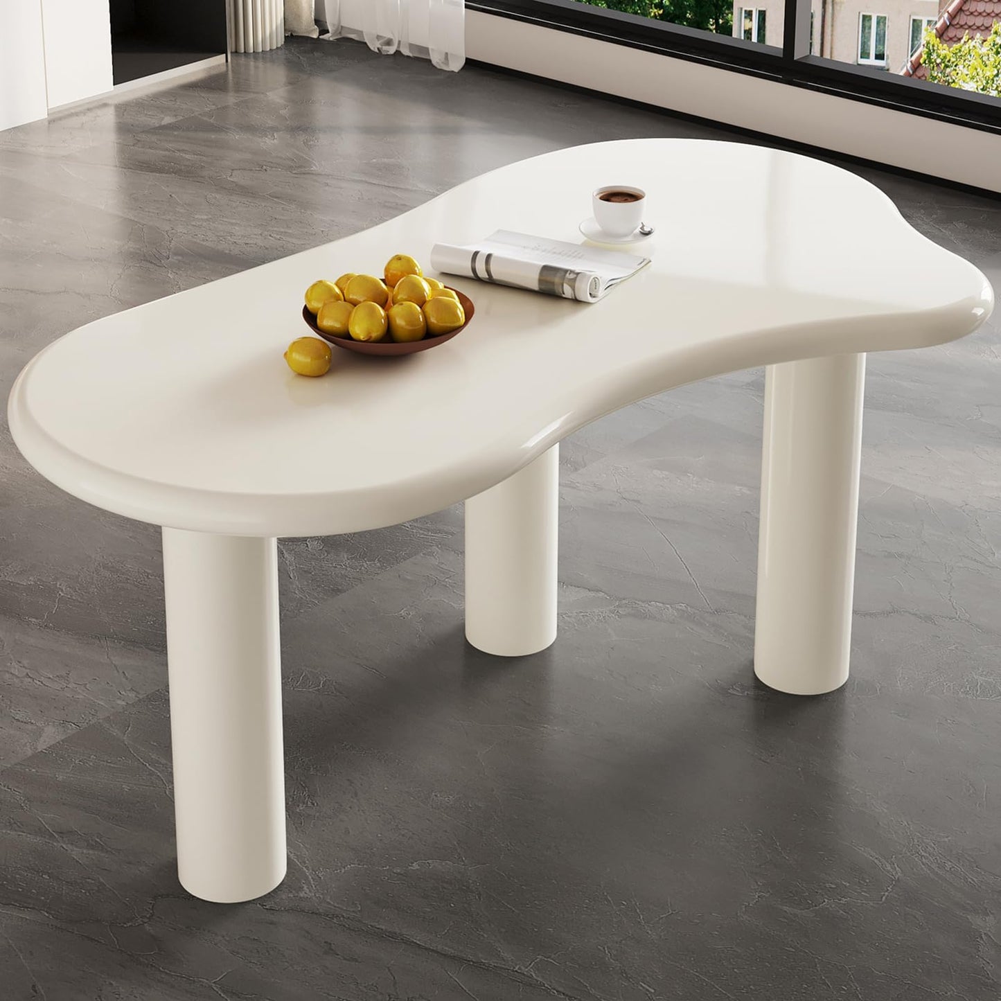 Miuuod 62.2" White Computer Desk Set,Large Office Computer Table,Workstation for Home Office,Workshop Desk for Dining Room,Cloud Single Workbench Gaming Table