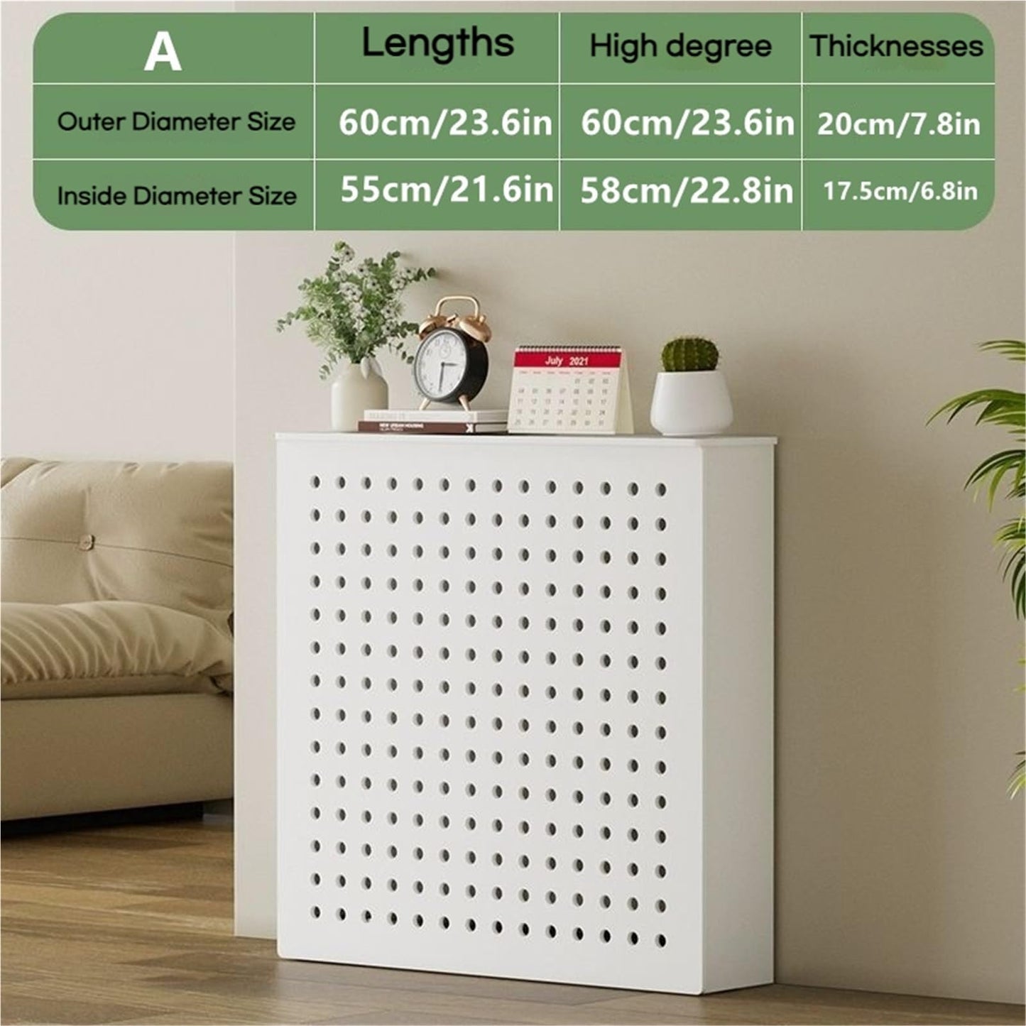 MUCJLHYY Wooden Radiator Covers – Modern Heater Covers for Home, Living Room – PVC Radiator Cabinet with Ventilation, Safety and Storage Rack(60x60cm/23.6x23.6in)