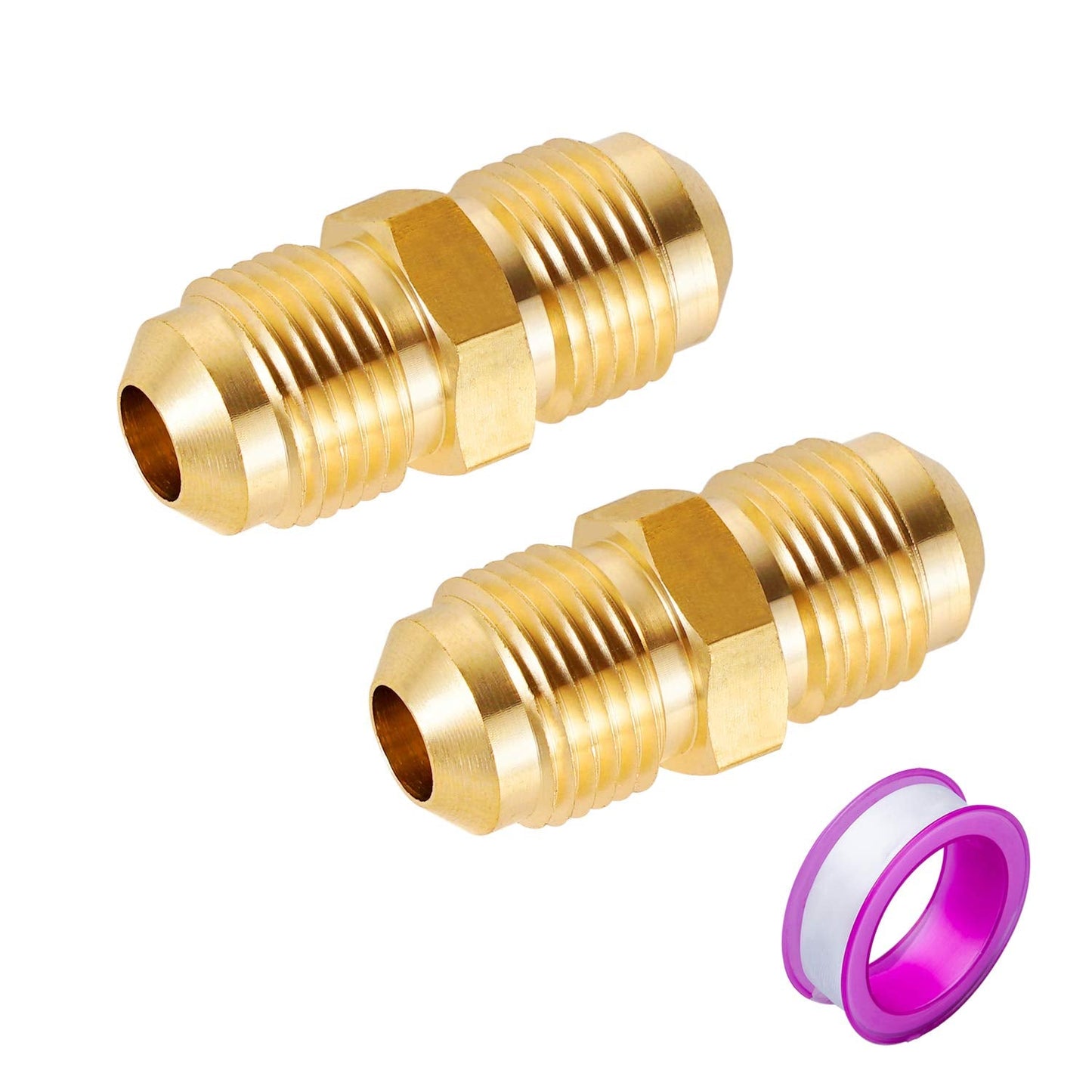 Breezliy 3/8" Male Flare x 3/8" Male Flare Connector Gas Adapter Union Brass Tube Coupler Pipe Fitting (2PCS)