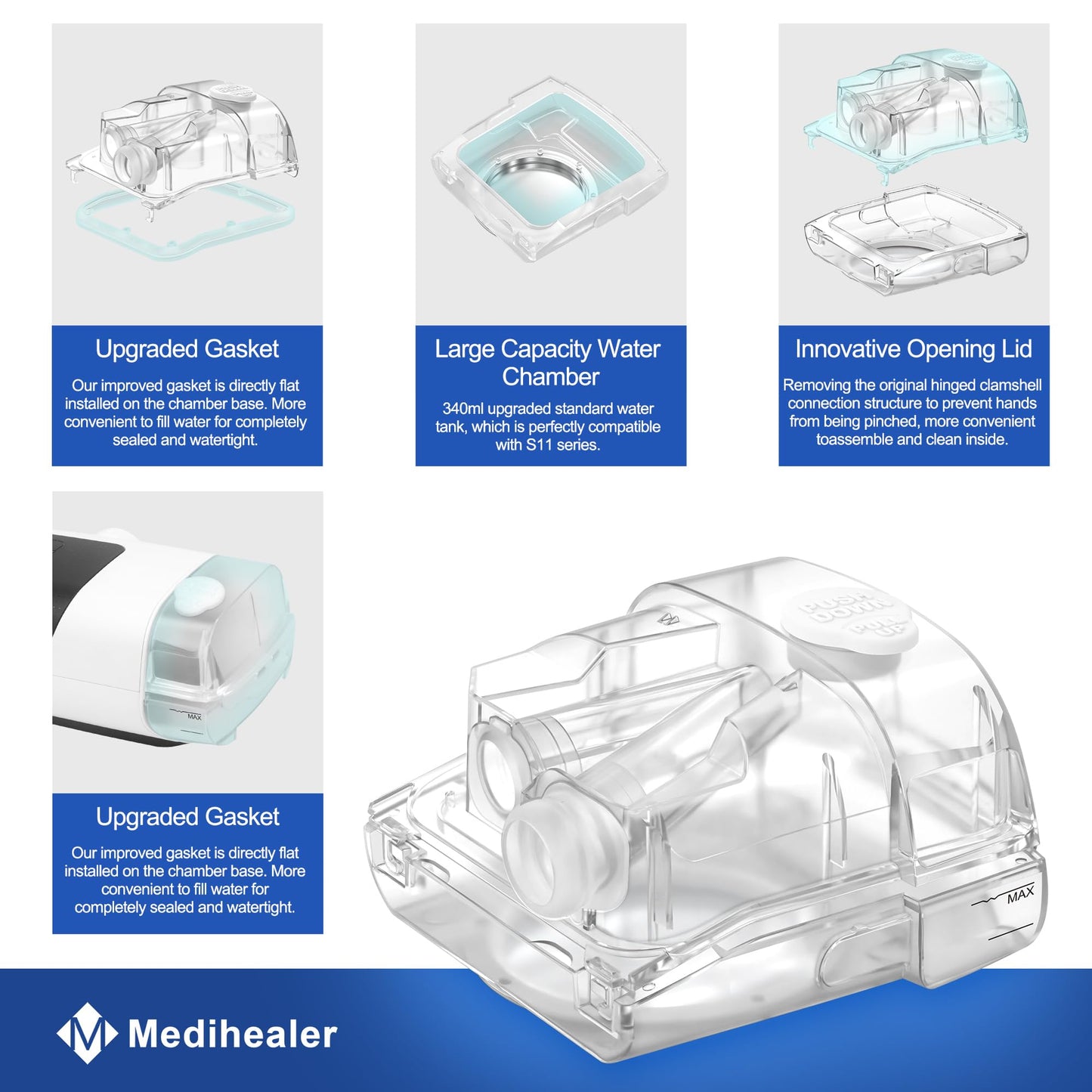 2025 Latest Water Chamber for AirSense 11, HumidAir Water Tub for S11 Series, Upgraded Standard Humidifier Tub Container,Great-Value Supplies by Medihealer.
