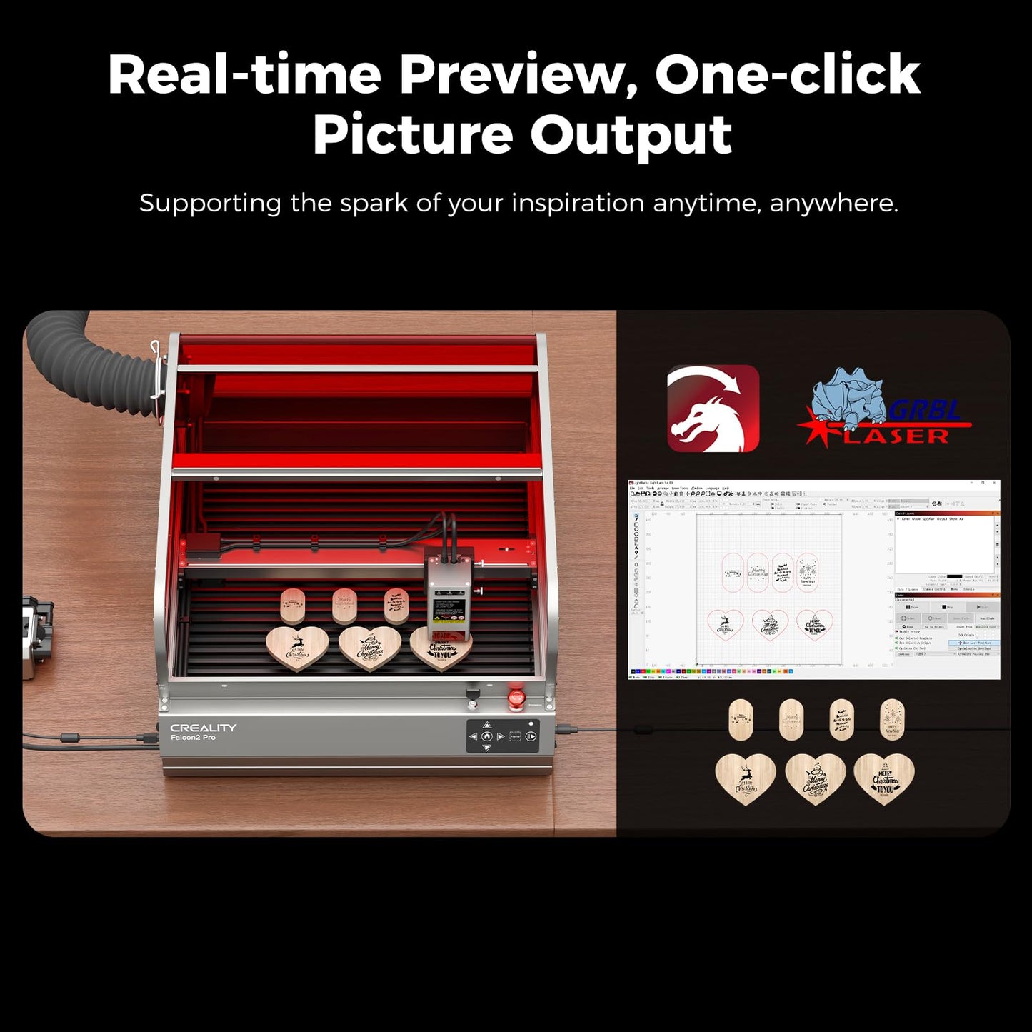Creality Falcon2 Pro 40W Laser Engraver-Desktop Diode 240000mW Output with Integrated Enclosure, Camera&Air Assist for Batch Process, 600mm/s, Laser Cutter and Engraver Machine for Wood/Acrylic