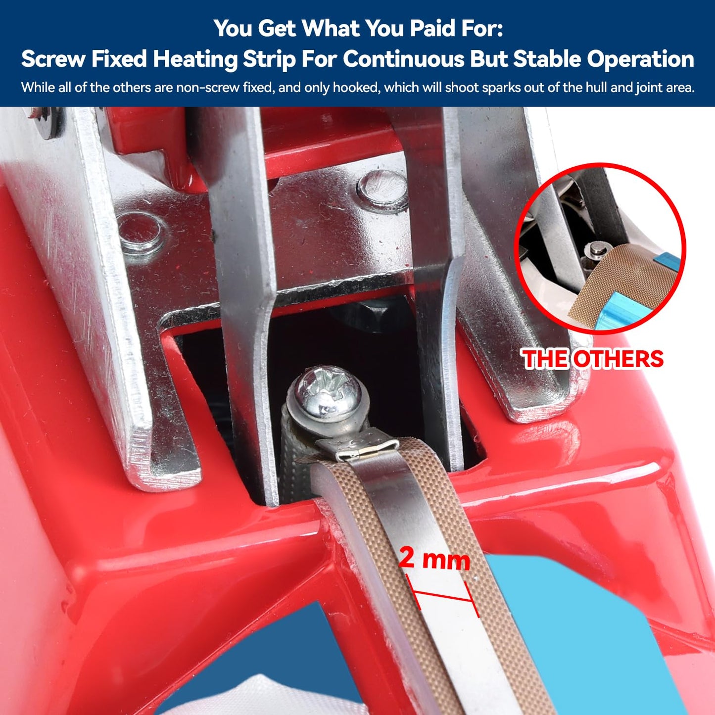 LinsnField Sealer Pro, Patented 8-inch Impulse Heat Sealer, 2-mm Sealing Width Super Heavy Duty Bag Sealing Machine with Extra 2 Replacements, 1Fuse Included, Red