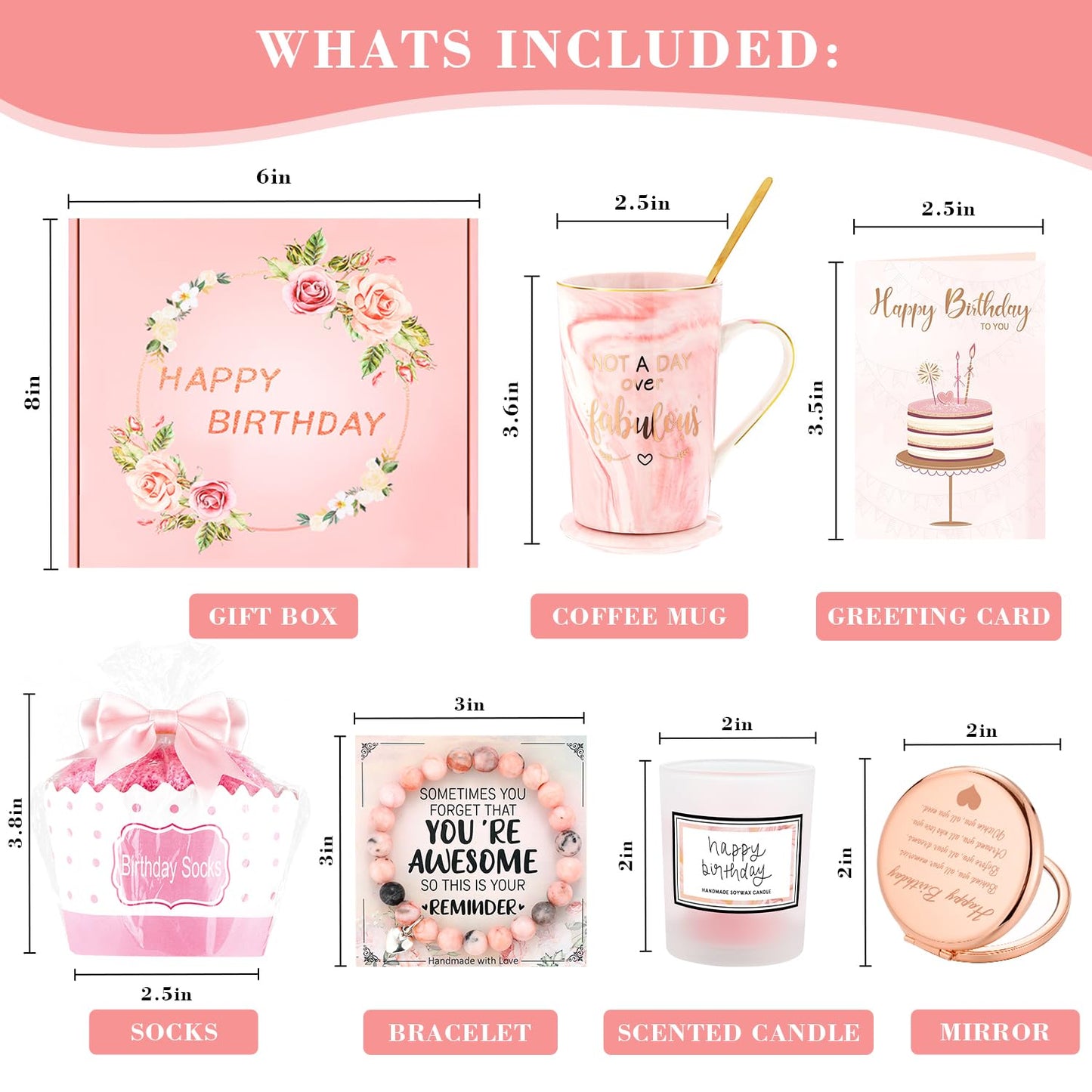 Birthday Gifts for Women Happy Birthday Gift Baskets for Women Unique Not A Day Over Fabulous Mug Gift ideas Pink Gifts Box Set Presents for Her Friends Mom Sister Wife Coworkers Daughter Aunt Mom