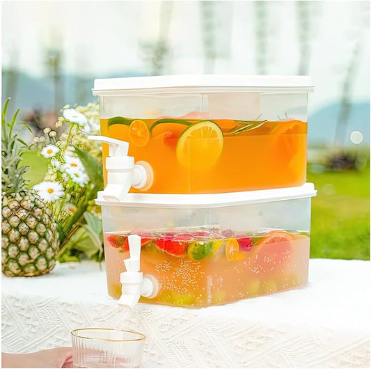 1 Gallon Beverage Drink Dispenser for Fridge, Plastic Beverage Dispenser with Spigot，Juice Container Sealed with Filter Sc...