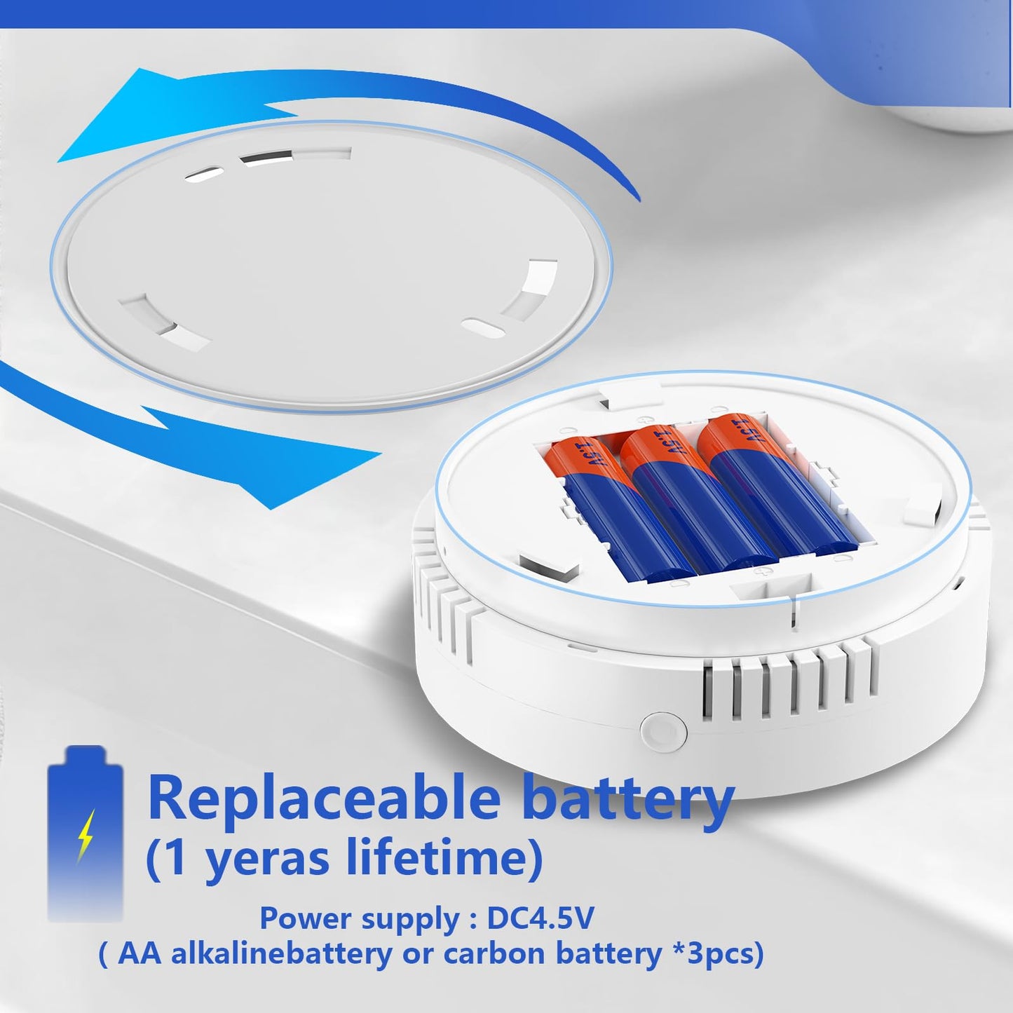 3 Packs Carbon Monoxide Detectors, Travel Carbon Monoxide Detector Battery，Replaceable Battery Operated CO Detector Alarm with Digital Display for Warehouse, Kitchen, Restaurant,Hotel, Garage