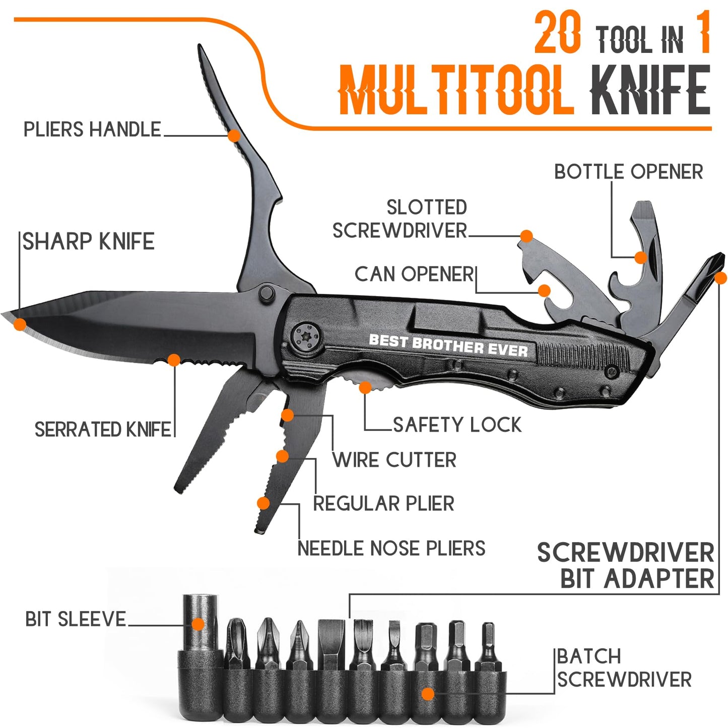 Gifts for Brother,”BEST BROTHER EVER”Multitool Knife,Brother Christmas Gifts,Birthday Gifts Ideas for Brother,Brother Gifts from Sister,Gifts for Brother Gadget,Best Brother Gifts