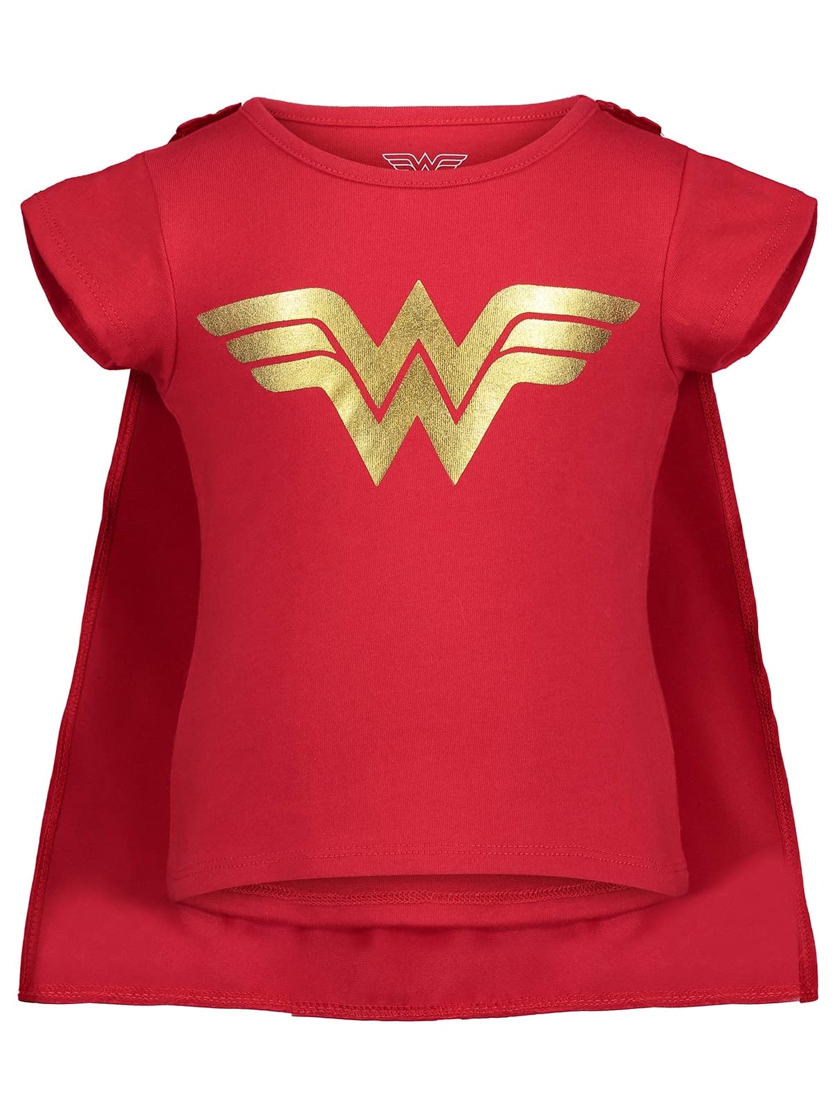 DC Comics Justice League Wonder Woman Little Girls 4 Piece Costume Set: T-Shirt Skirt Headband Cape Red 6