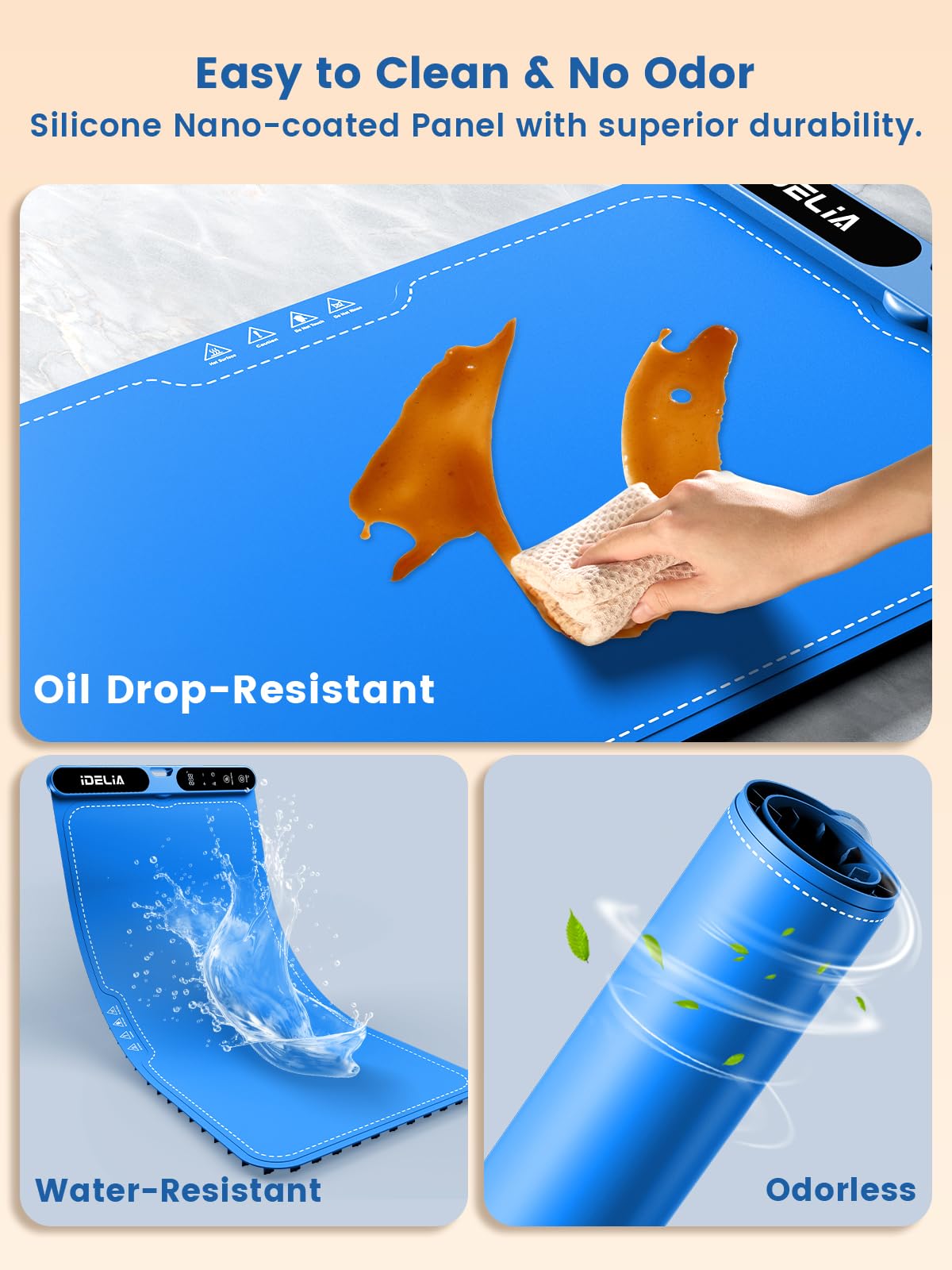Food Warming Mat Electric Heating - Portable Silicone Warming Tray with 7 Temperature Settings and 8 Hours Timer for Party Buffet Home Travel Kitchen (31.5"x15",Bule)